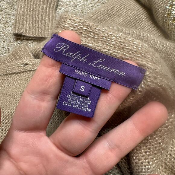 Ralph Lauren Purple Label Hand Knit Cashmere Beaded Sweater And Cardigan Size S - Picture 6 of 6